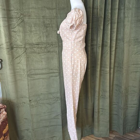 Privacy Please Beige/pink Polka Dot cut out Jumpsuit, XS - Picture 7 of 11